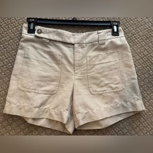 Women's Beige Linen Blend Shorts